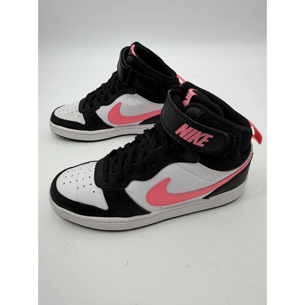 Nike Court Borough Mid 2 Kids' Shoes in Black/White/Sunset Pink Size 5Y